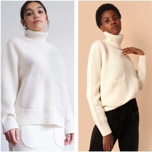 LF Markey Sweater Women 100% wool Size 10 M Kael Turtleneck Ivory Quiet Luxury